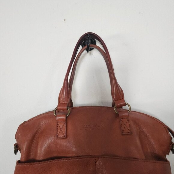 American Leather Co Brown Leather Handbag Purse 14" x 10" - Picture 2 of 9